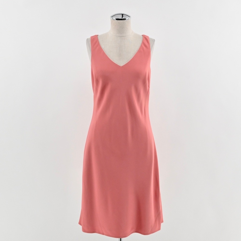 Ann Taylor Silk Shift Dress Womens Size 6P Pink V-Neck Wedding Date Vintage Y2k